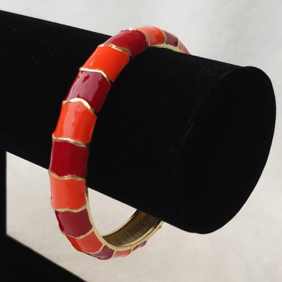 Coral Enamel Bracelet in Red and Coral Tones - Picture 1 of 13